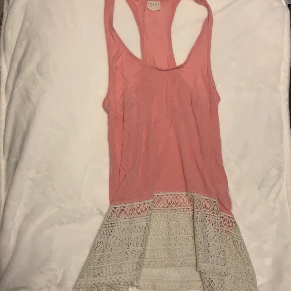 Pink and Ivory lace tank top